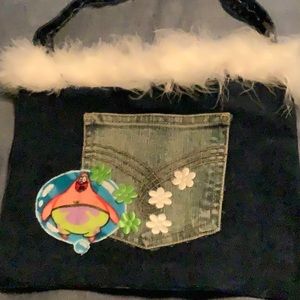 Jean mini purse with Sponge-Bob appliqué